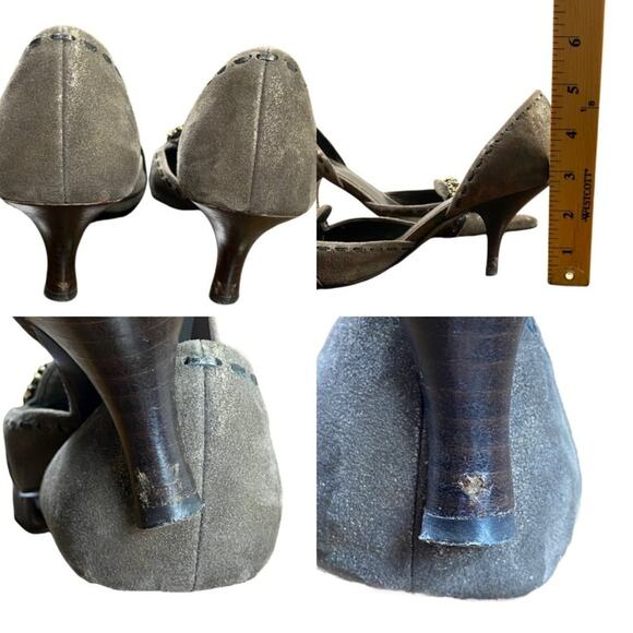 Linea Paolo Gray D'Orsay Designer High Heel Kitten Pumps 5.5M - Picture 5 of 15